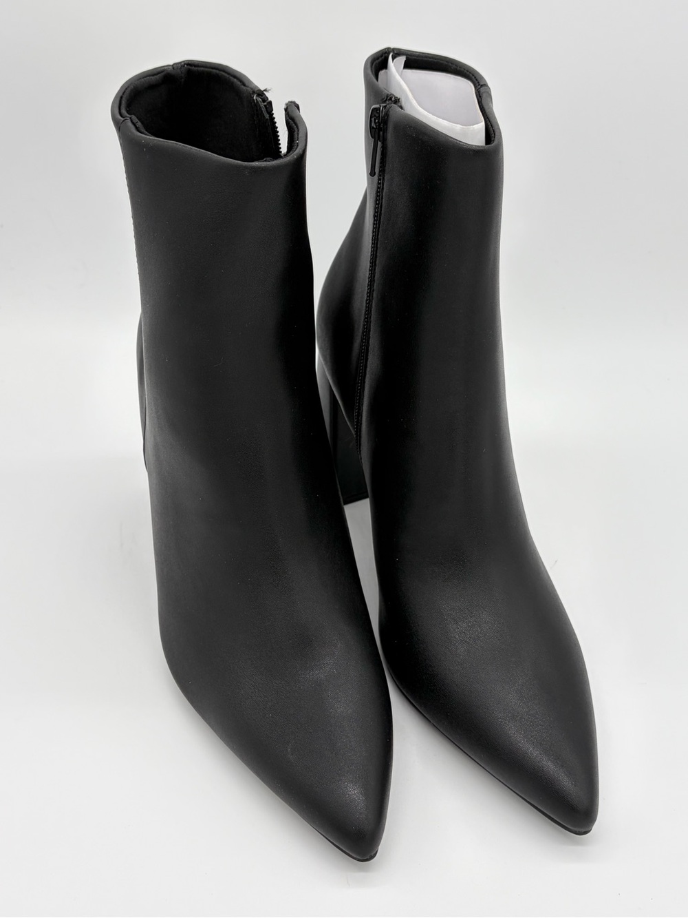 Wild Pair Black Pointed Toe Block Heel Ankle Booties
